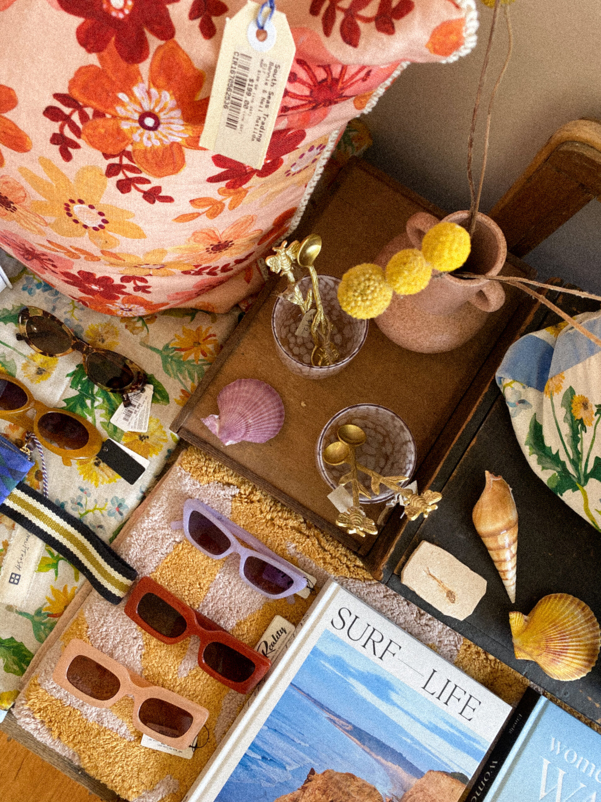 Curated shelf display of product-based brand with strong visual identity